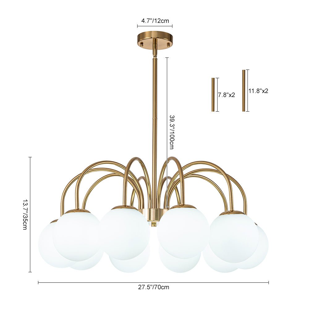 Mid-Century Frosted Glass Globe Bubble Round Chandelier