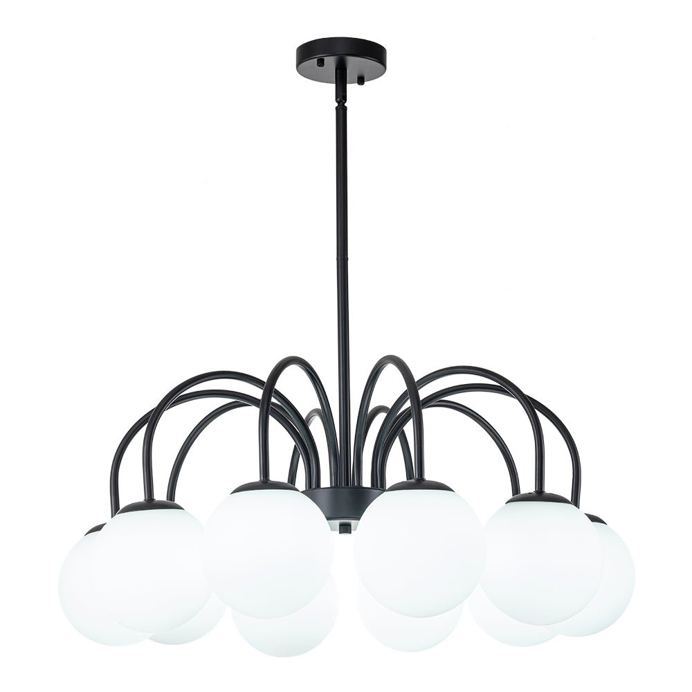 Mid-Century Frosted Glass Globe Bubble Round Chandelier