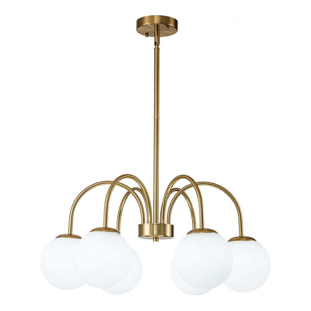 Mid-Century Frosted Glass Globe Bubble Round Chandelier