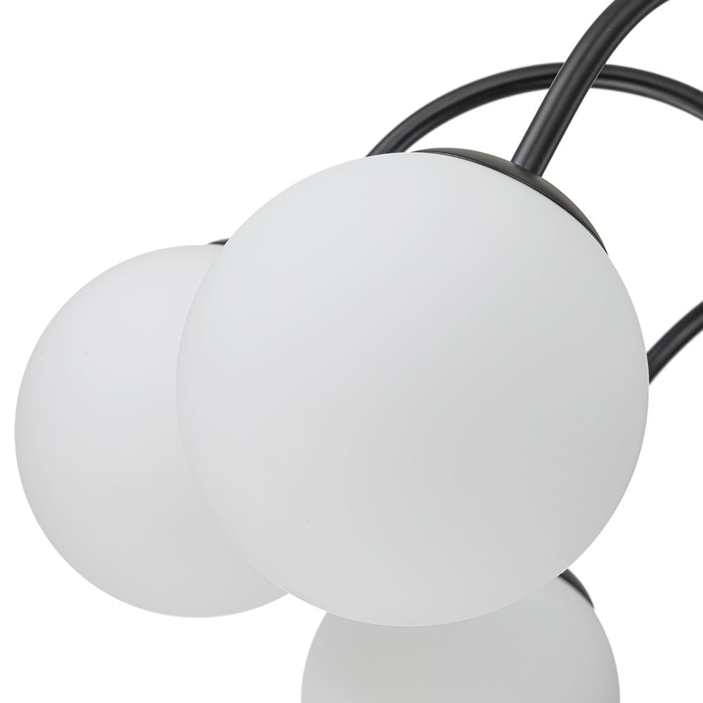 Mid-Century Frosted Glass Globe Bubble Round Chandelier