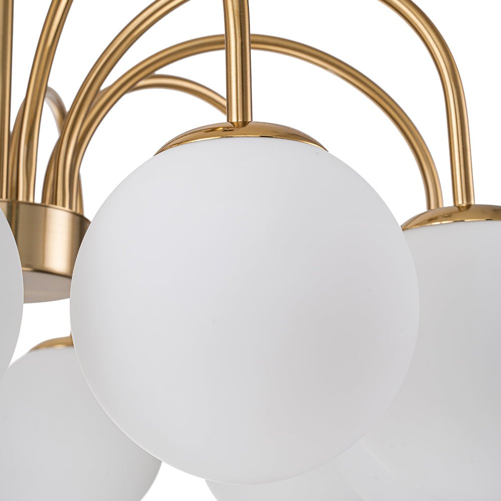 Mid-Century Frosted Glass Globe Bubble Round Chandelier