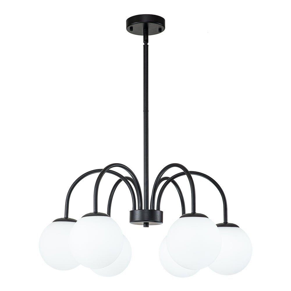 Mid-Century Frosted Glass Globe Bubble Round Chandelier
