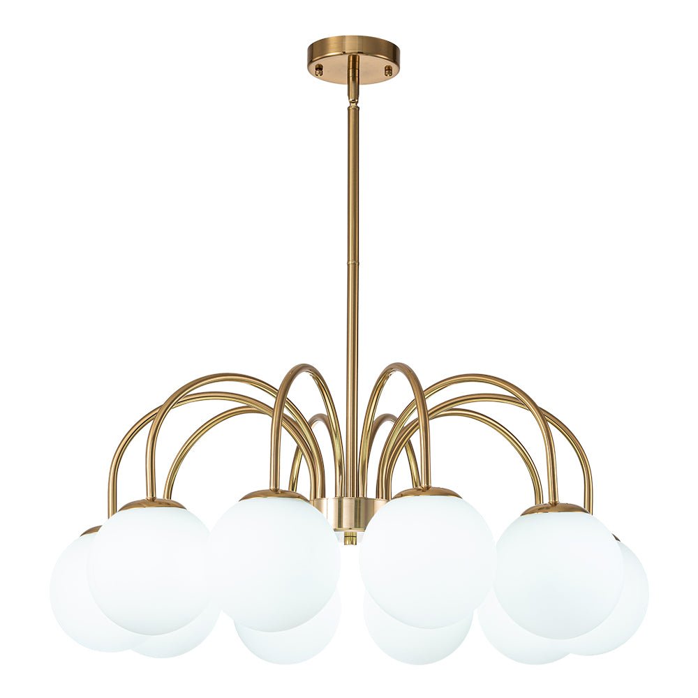 Mid-Century Frosted Glass Globe Bubble Round Chandelier