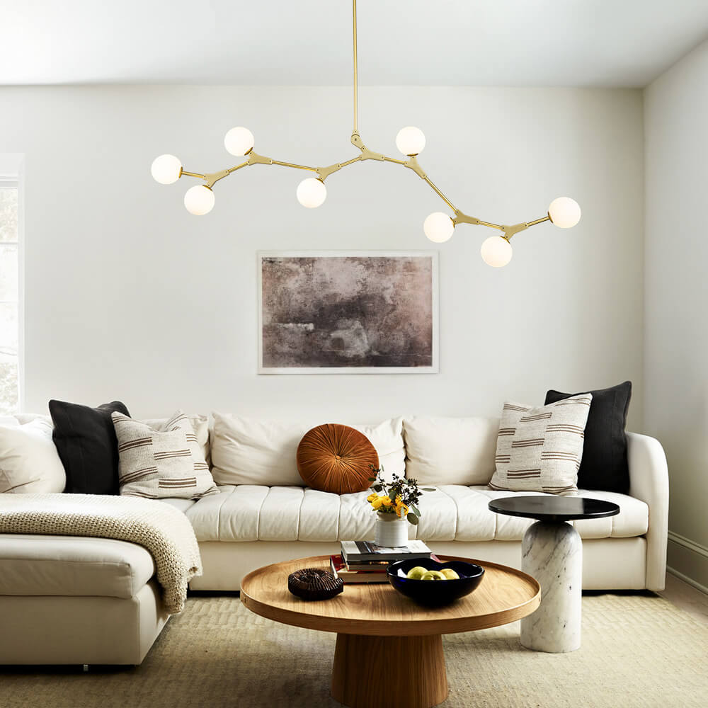 Mid-century Linear Island Branching Bubble Chandelier