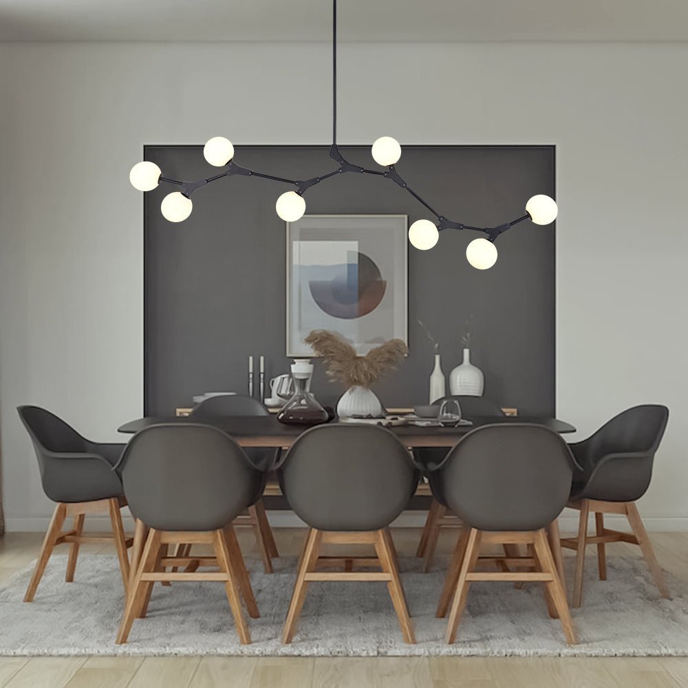 Mid-century Linear Island Branching Bubble Chandelier