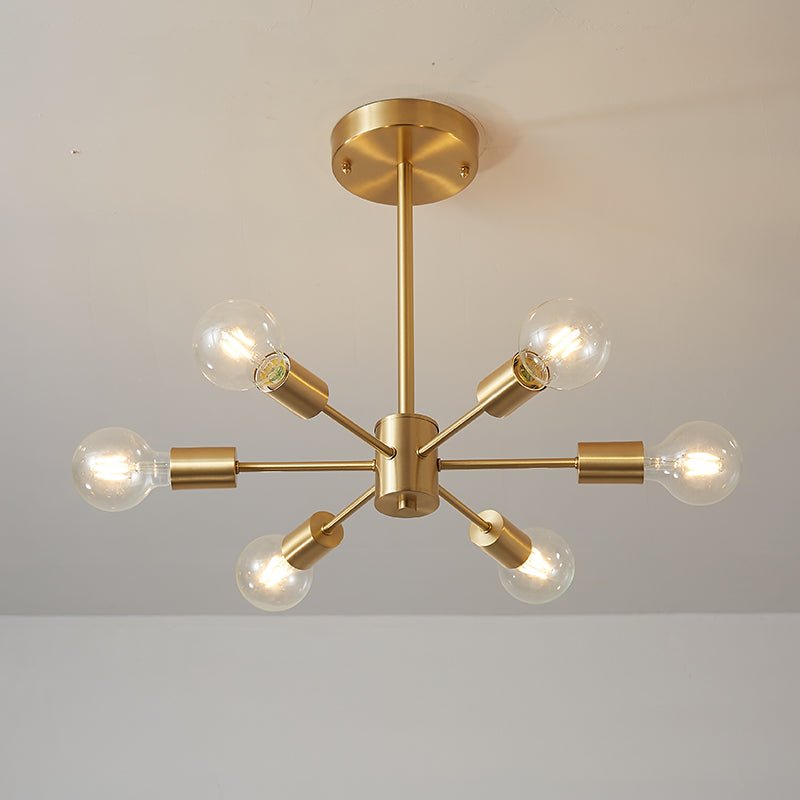 Mid-Century Modern 6-Light Brass Sputnik Ceiling Light