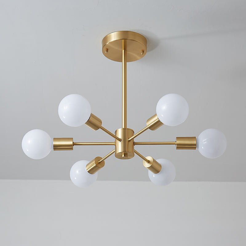 Mid-Century Modern 6-Light Brass Sputnik Ceiling Light