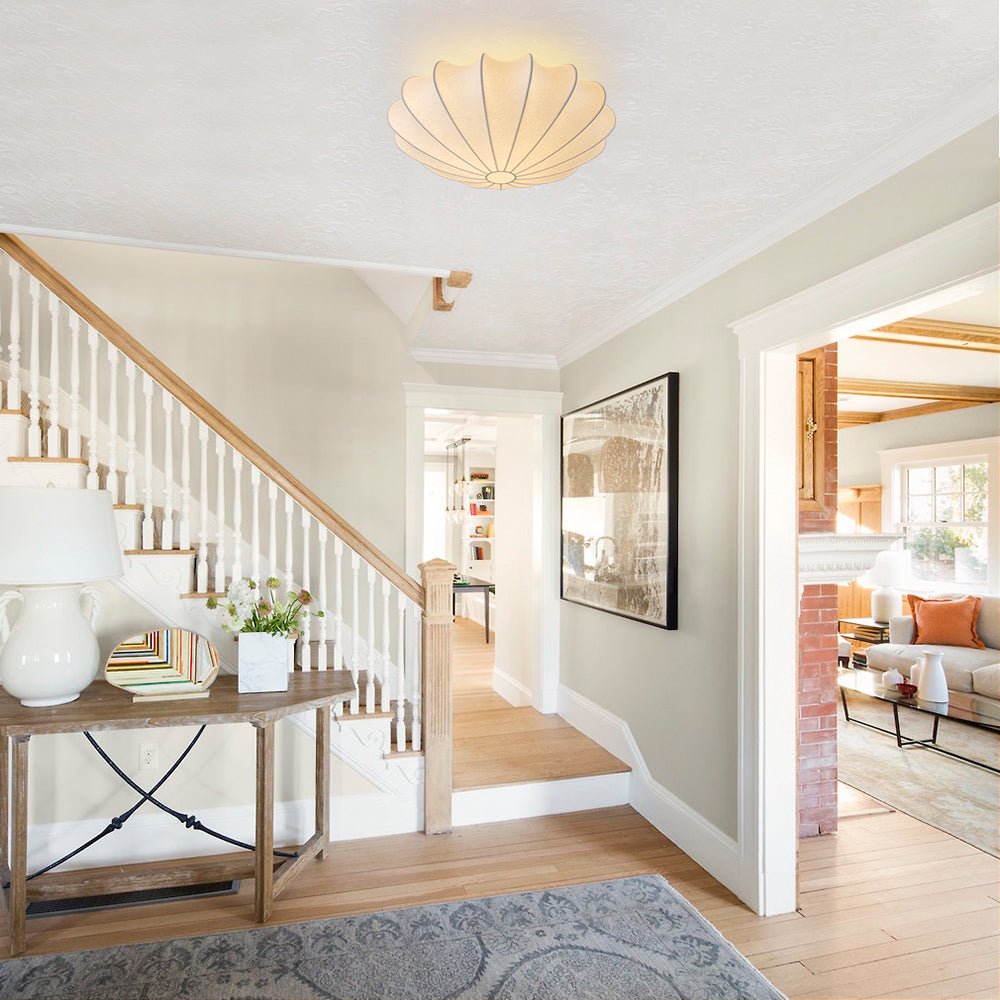 Mid-Century Modern White Flush Mount Light
