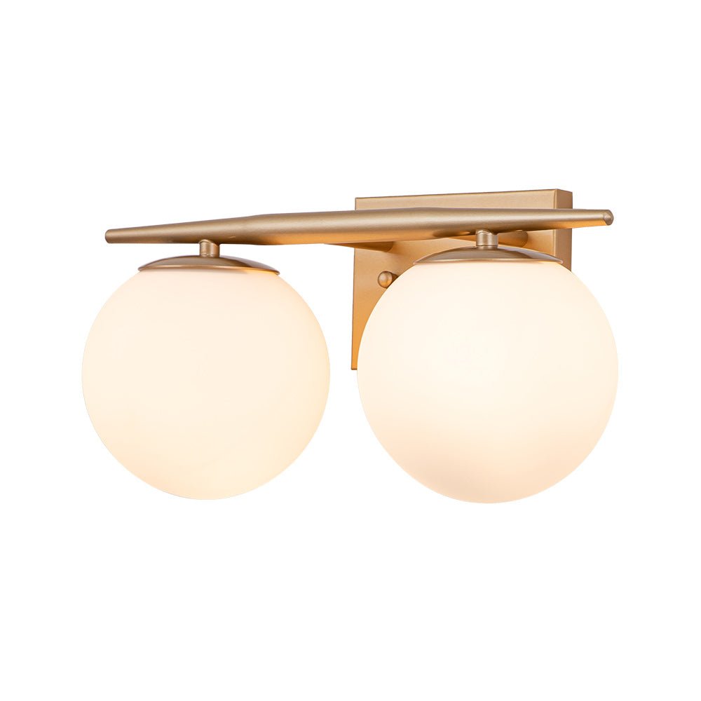 Mid-century Opal Glass Globe Gold Vanity Light