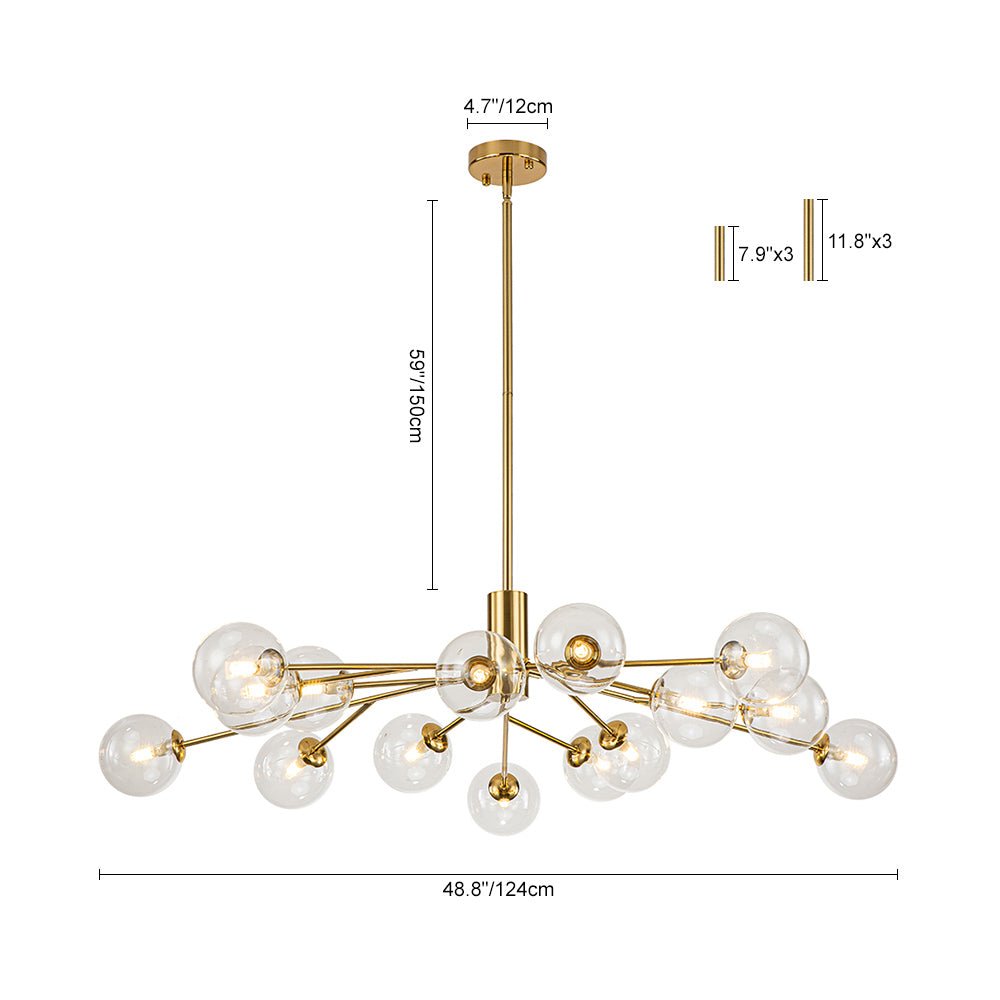 Mid Century Sputnik Glass Globe Bubble Branch Chandelier