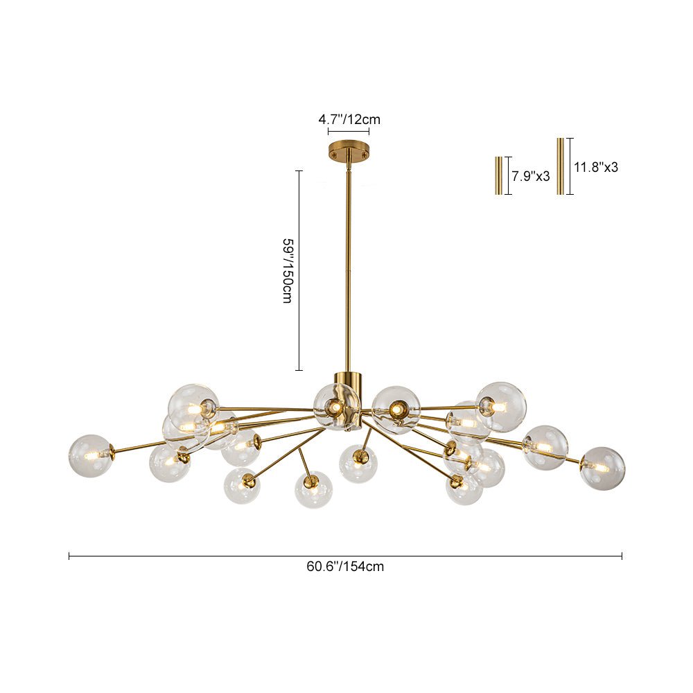 Mid Century Sputnik Glass Globe Bubble Branch Chandelier