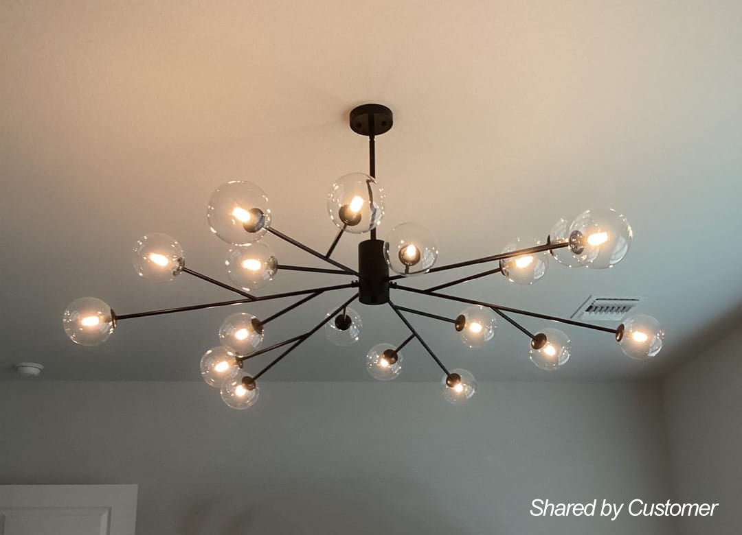 Mid Century Sputnik Glass Globe Bubble Branch Chandelier