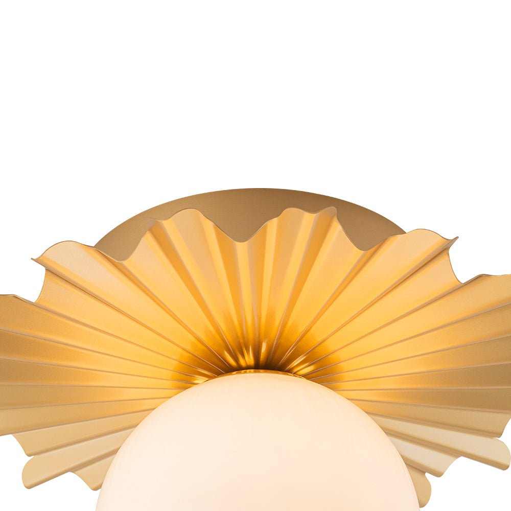 Mid-Century Sunburst 1-Light Opal Glass Globe Ceiling Light