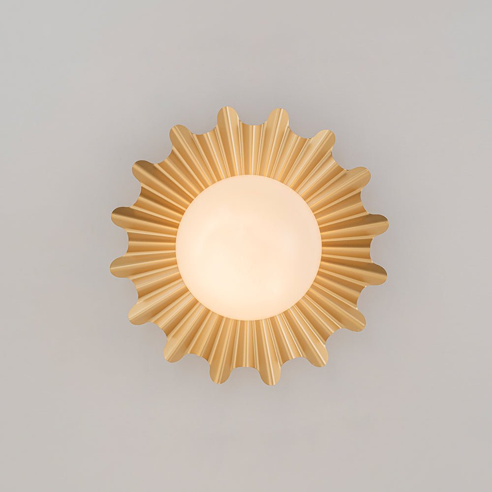 Mid-Century Sunburst 1-Light Opal Glass Globe Ceiling Light