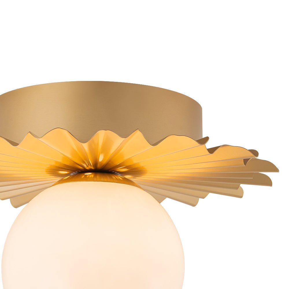 Mid-Century Sunburst 1-Light Opal Glass Globe Ceiling Light