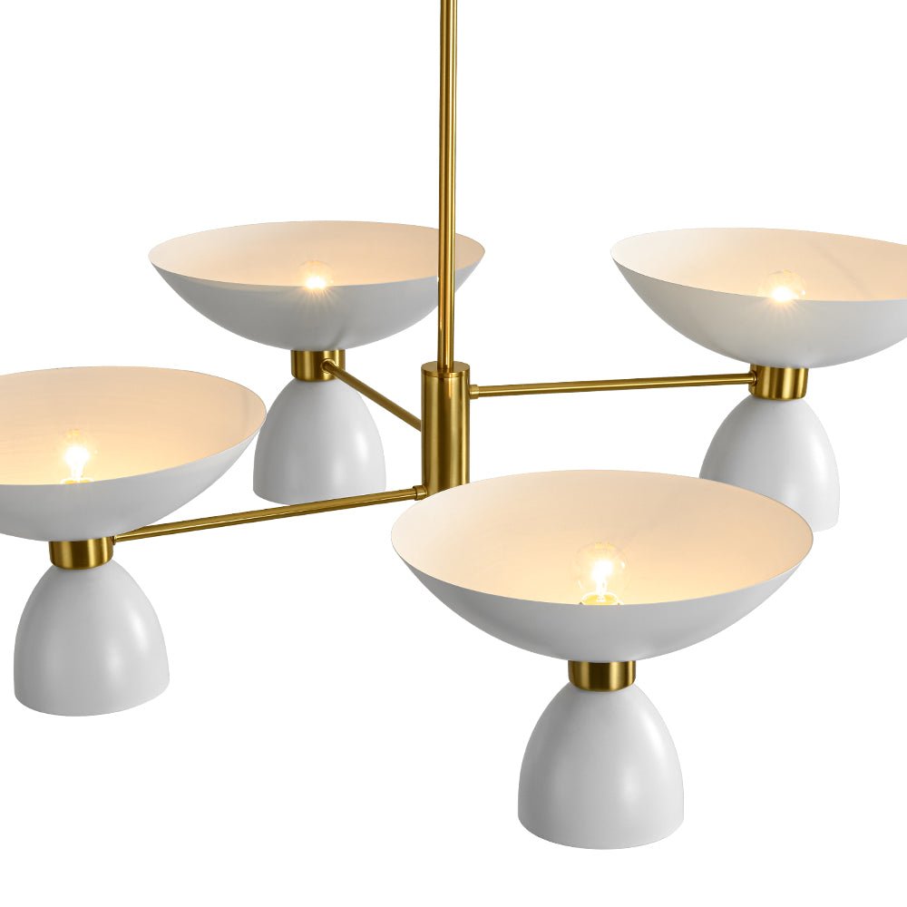 Mid-Century White Brass 8-Light UP and Down Chandelier