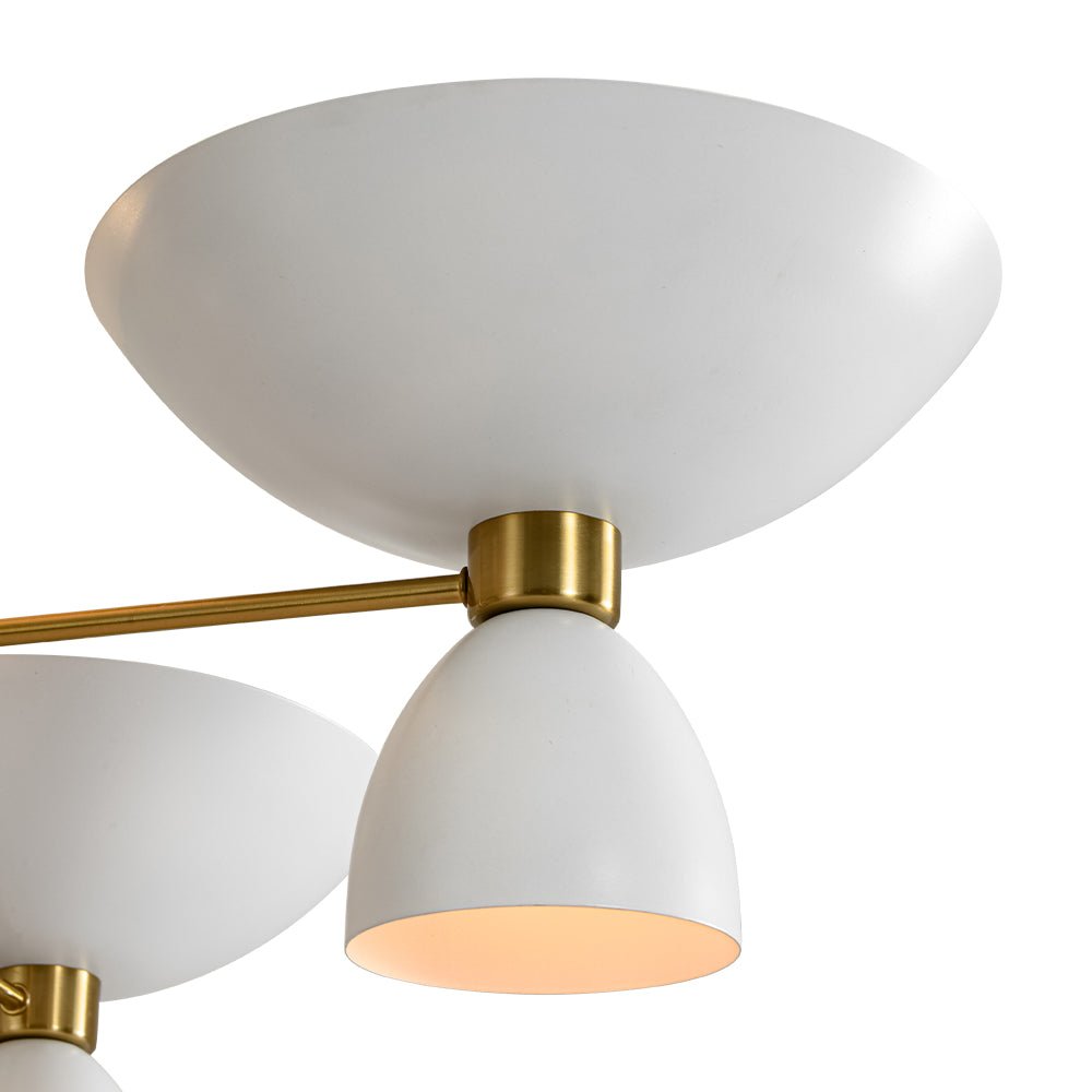Mid-Century White Brass 8-Light UP and Down Chandelier