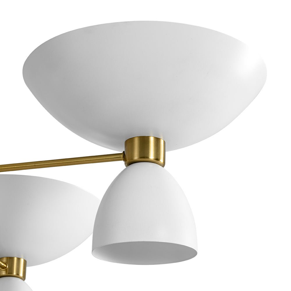 Mid-Century White Brass 8-Light UP and Down Chandelier