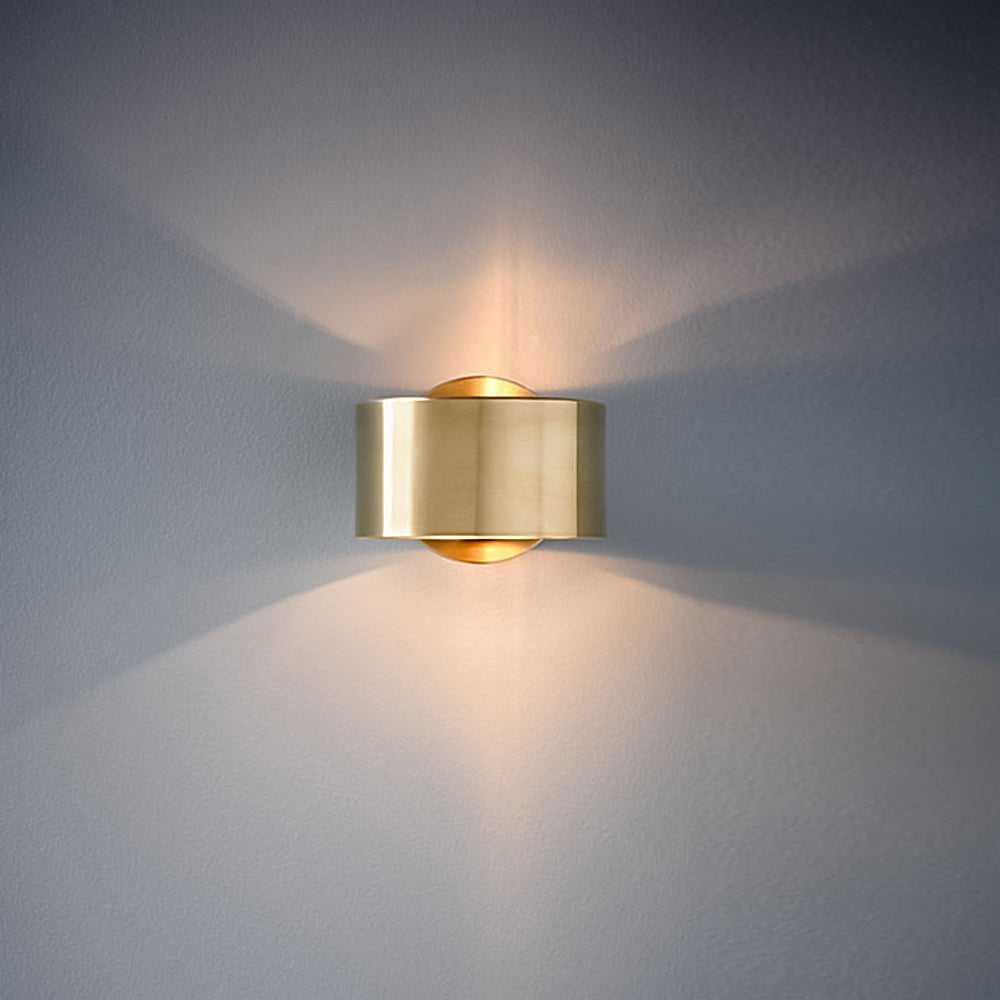 Minimalist 1-Light Brass Drum Wall Light