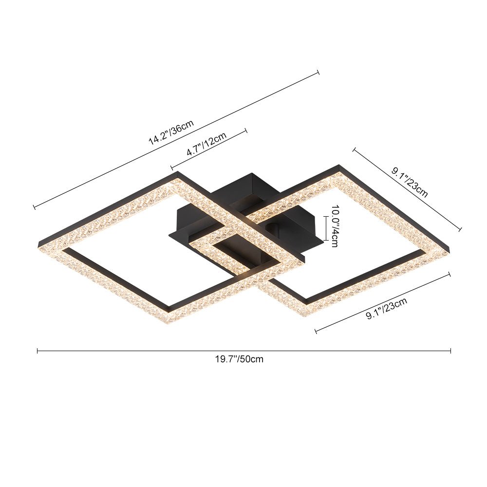 Minimalist 2-light Square Dimmable LED Semi Flush Mount