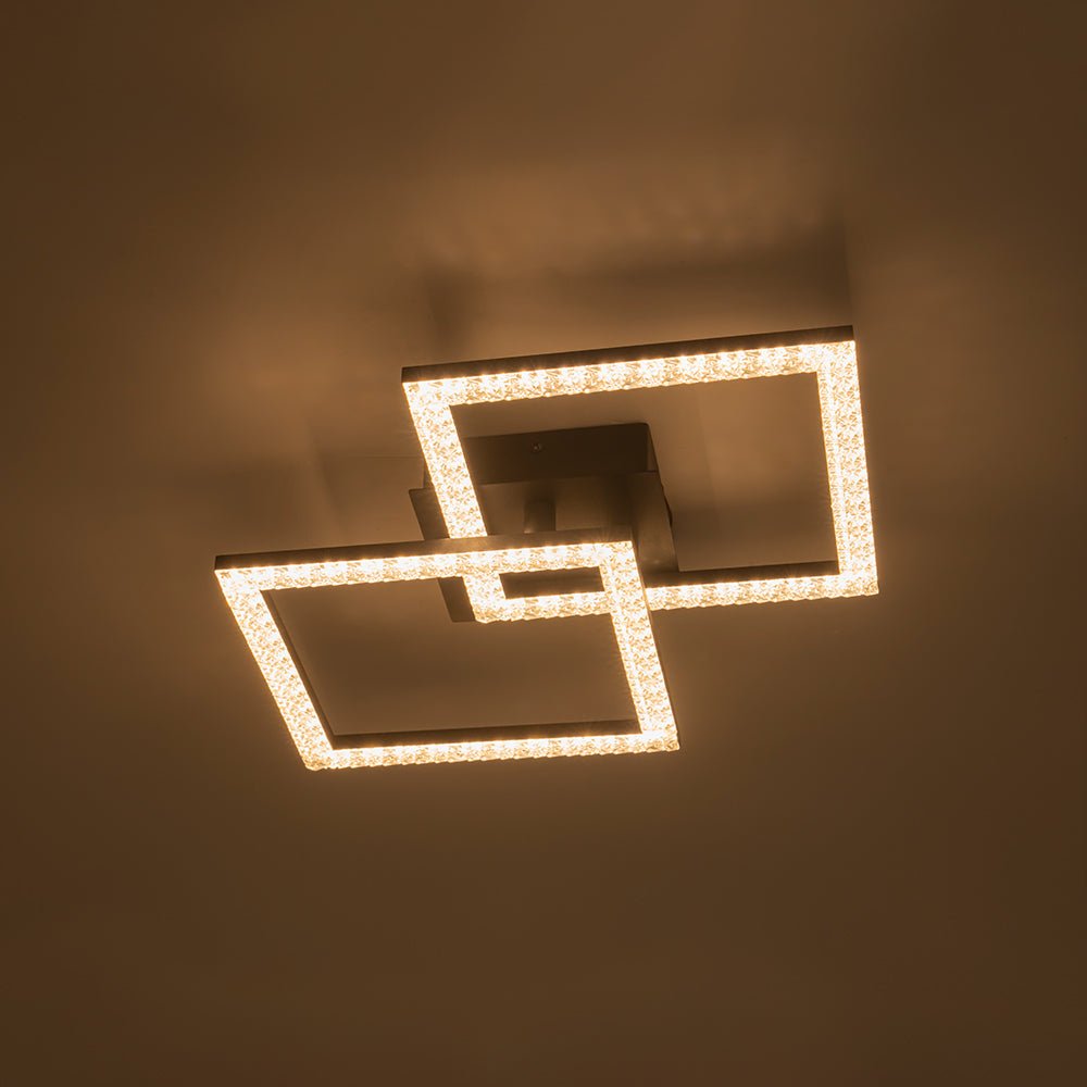 Minimalist 2-light Square Dimmable LED Semi Flush Mount