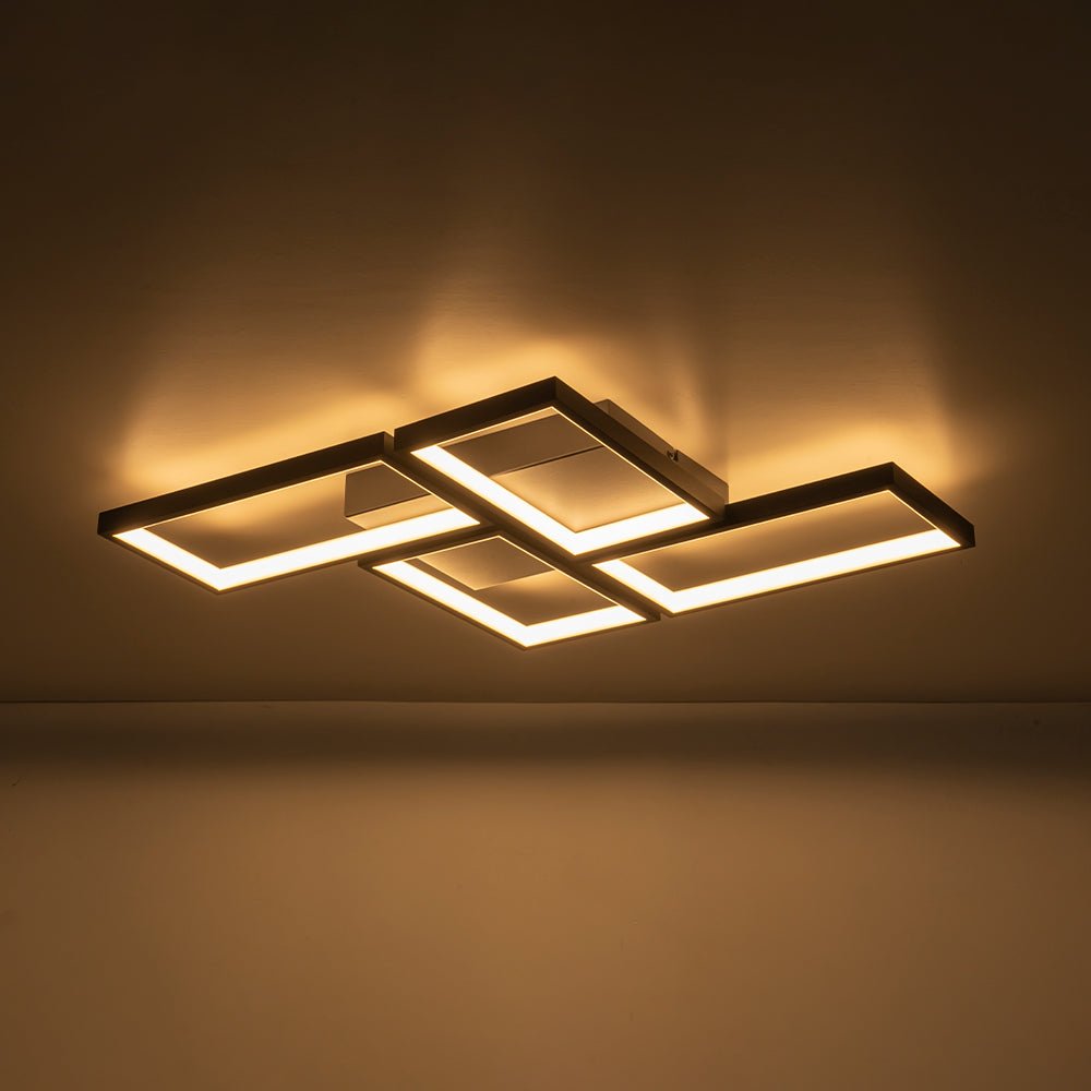 Minimalist 4-light Rectangular Dimmable LED Semi Flush Mount