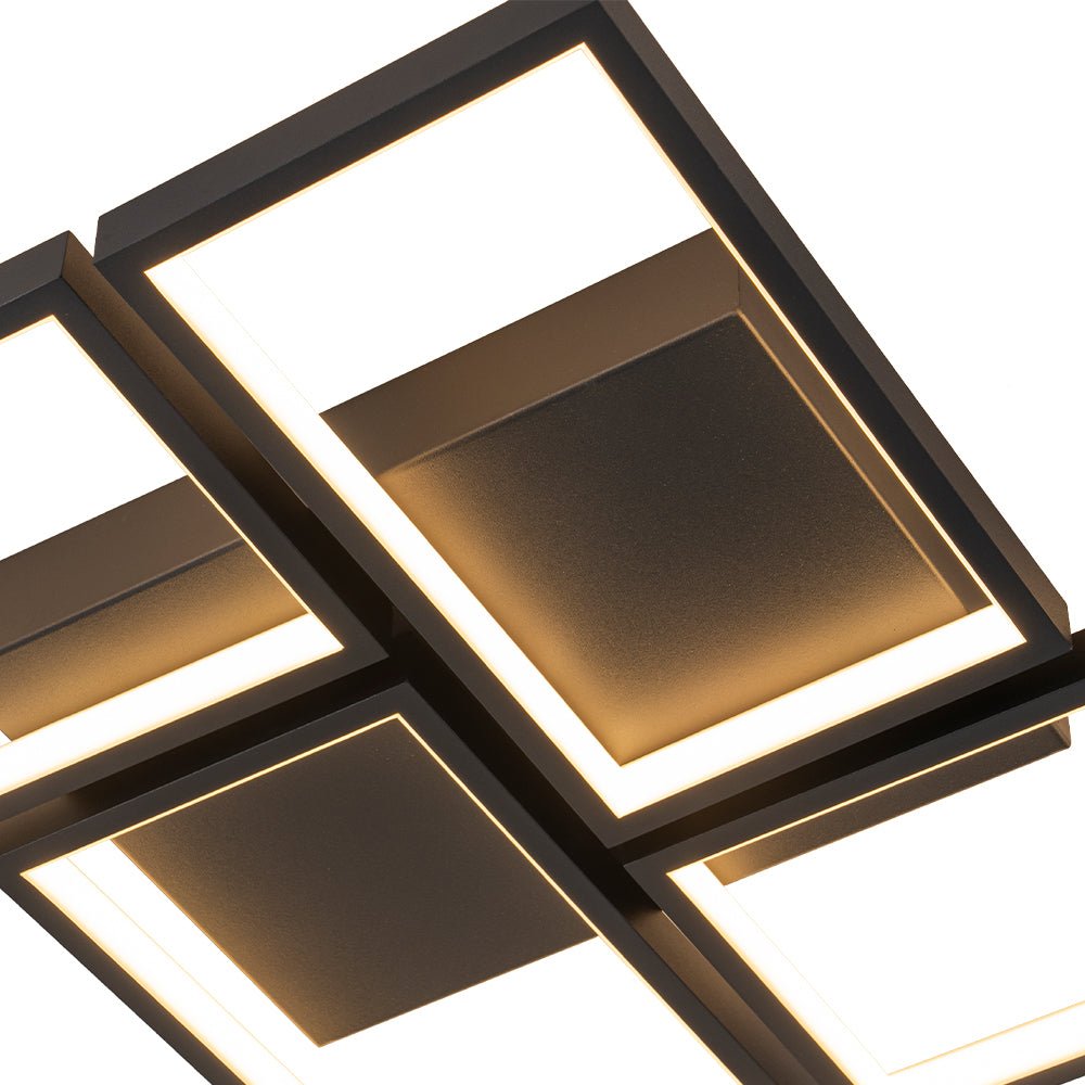 Minimalist 4-light Rectangular Dimmable LED Semi Flush Mount