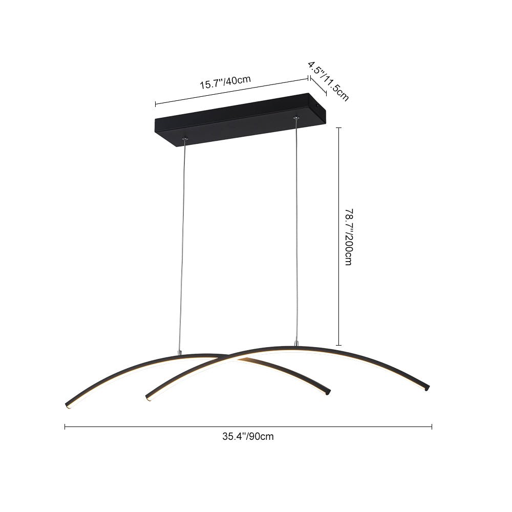 Minimalist Dimmable LED Black Arched Island Chandelier