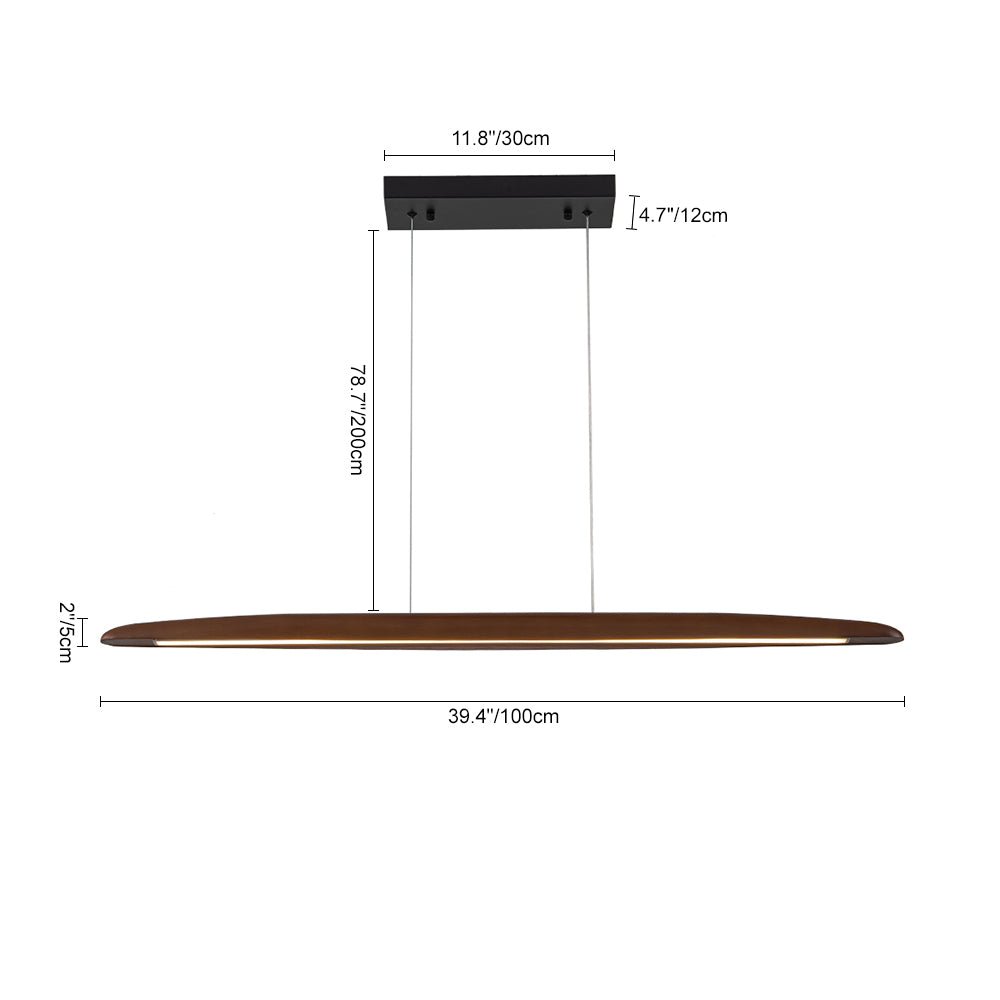 Minimalist Linear Wood Dimmable LED Island Pendant