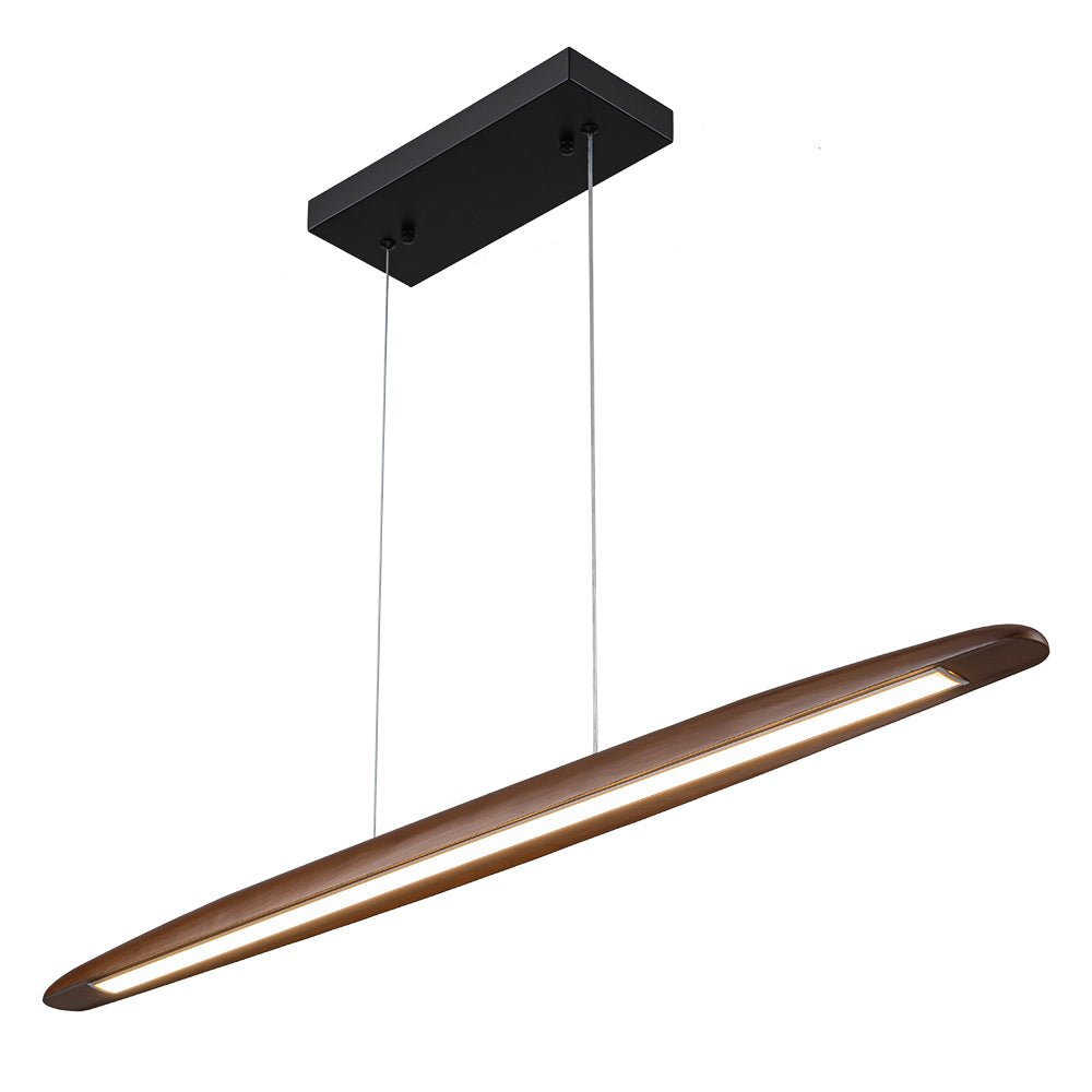 Minimalist Linear Wood Dimmable LED Island Pendant
