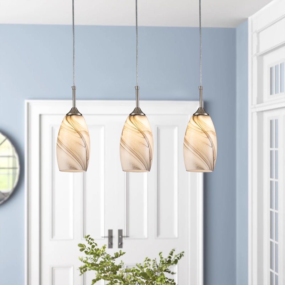 Modern 1-Light Glass Mica Kitchen Pendant Light