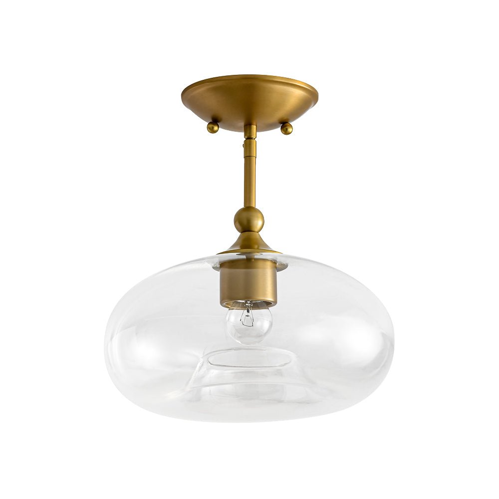 Modern 1-Light Round Donut Glass Semi Flush Mount