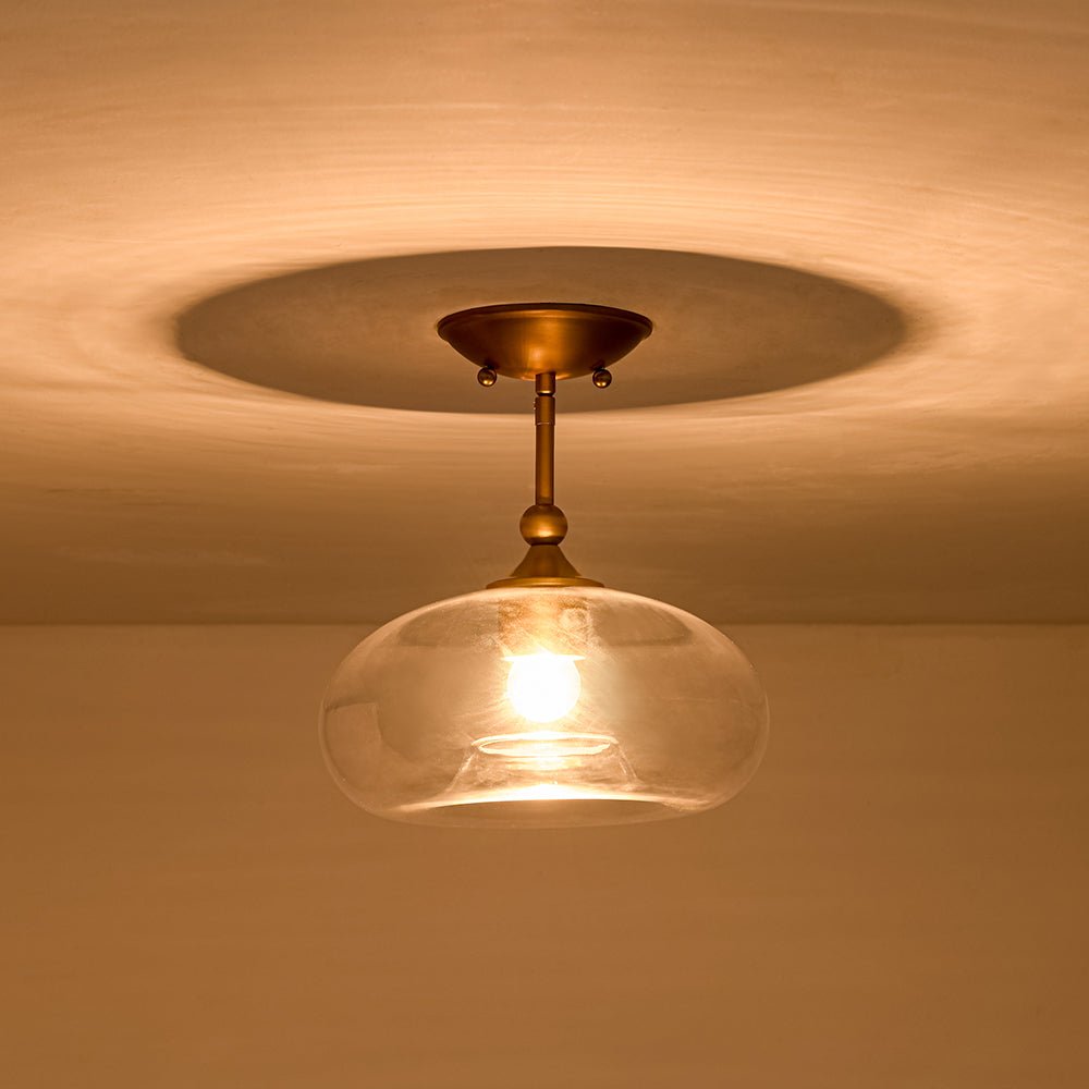 Modern 1-Light Round Donut Glass Semi Flush Mount