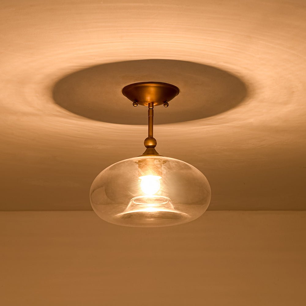 Modern 1-Light Round Donut Glass Semi Flush Mount
