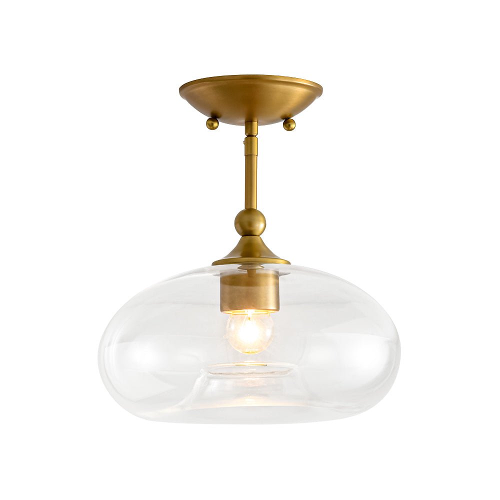 Modern 1-Light Round Donut Glass Semi Flush Mount