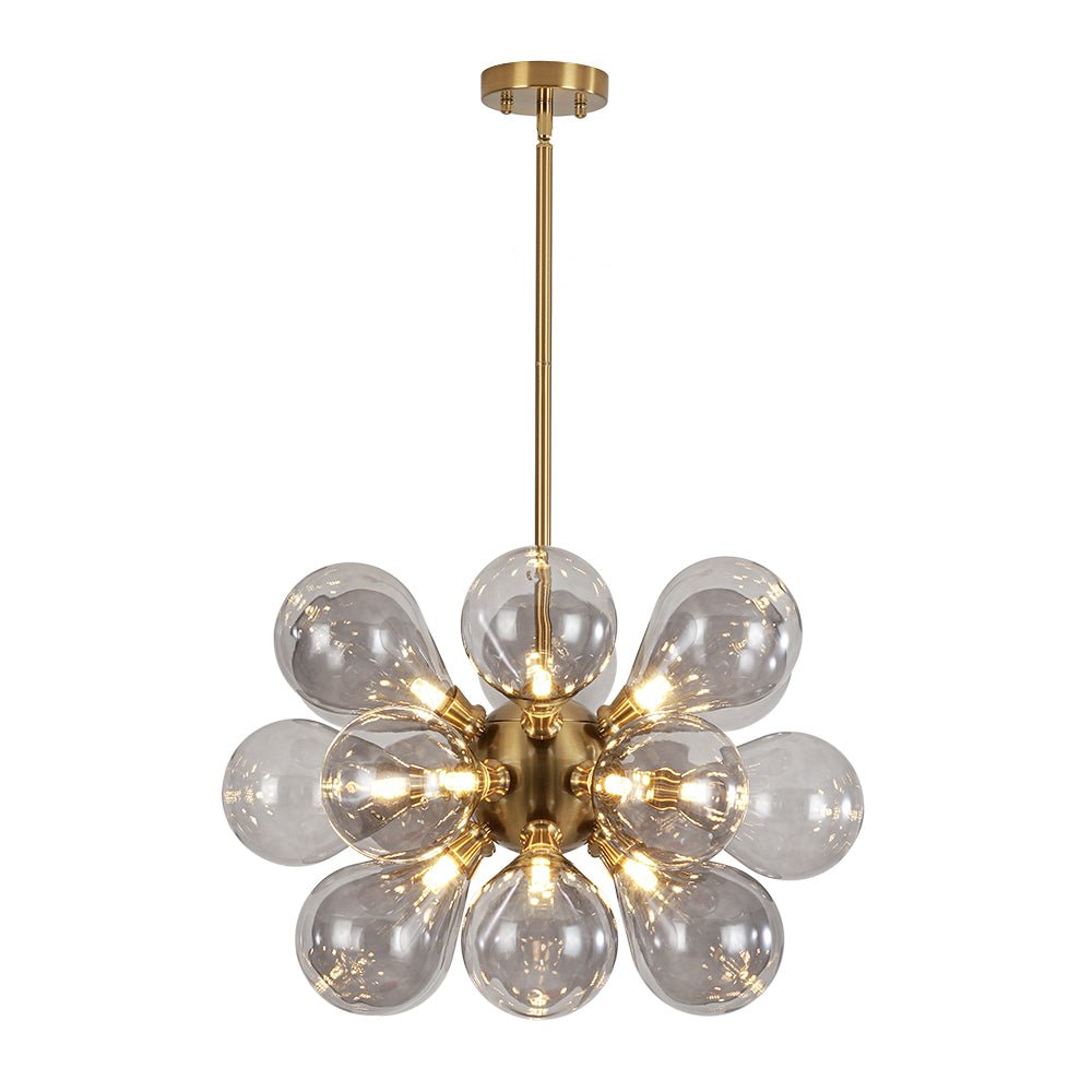 Modern 18-Light Cluster Gray Glass Bubble Chandelier