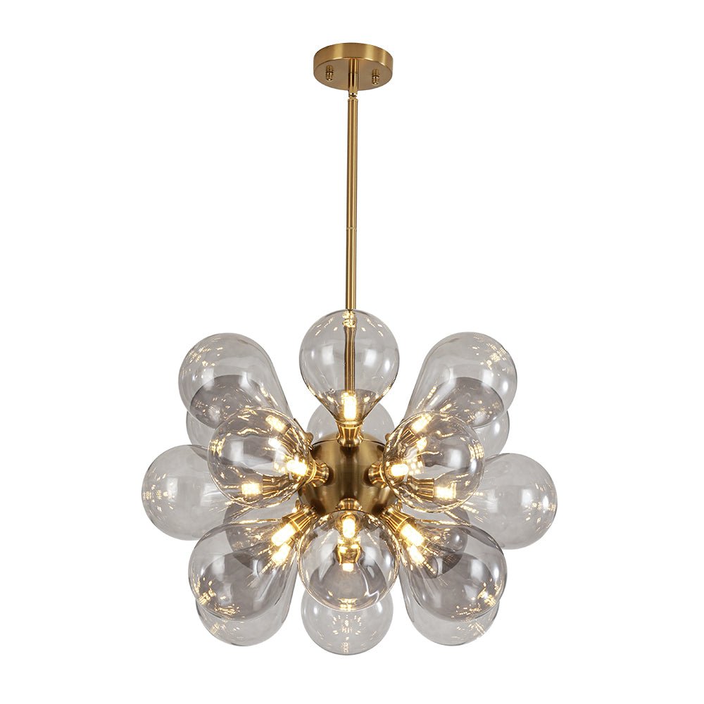 Modern 18-Light Cluster Gray Glass Bubble Chandelier
