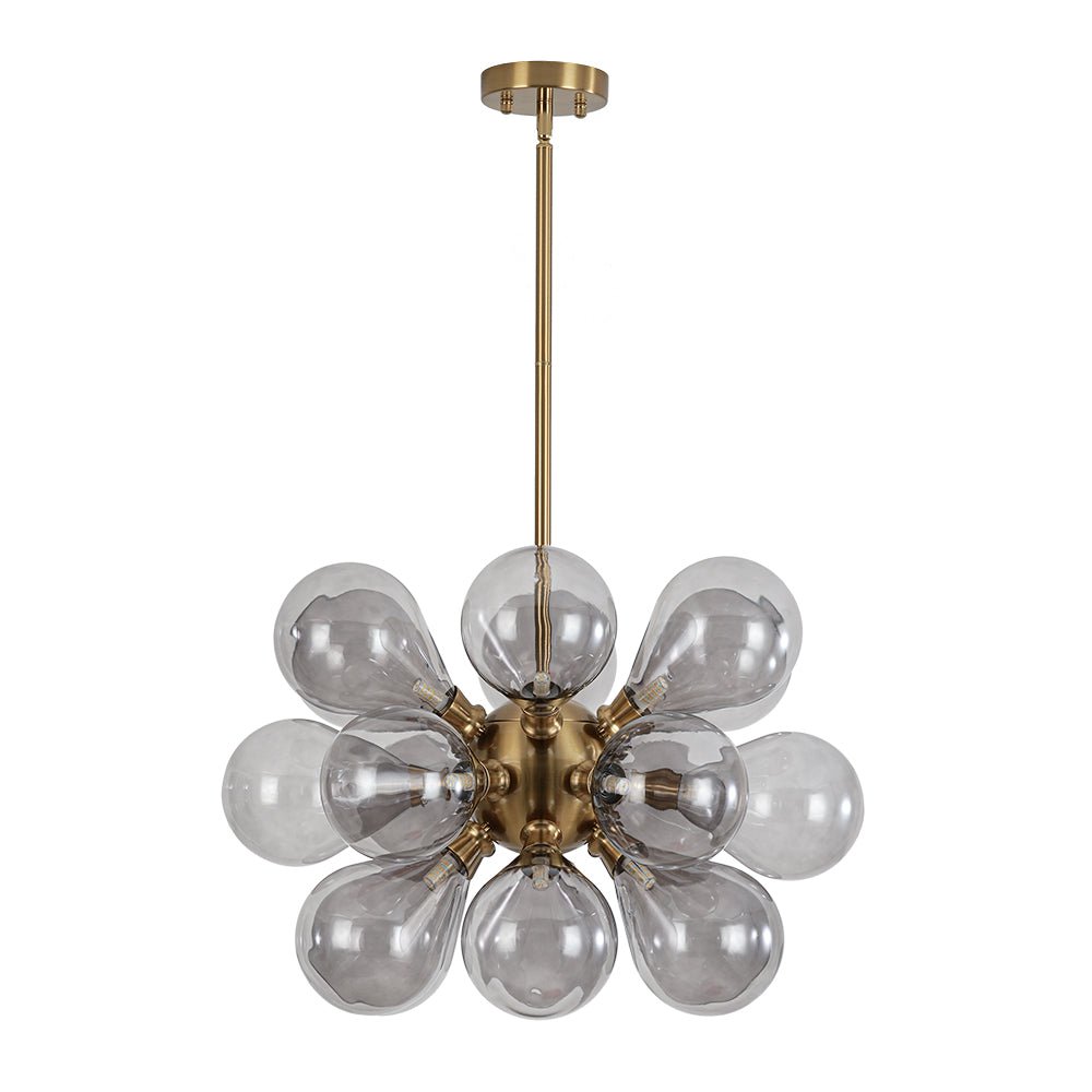Modern 18-Light Cluster Gray Glass Bubble Chandelier