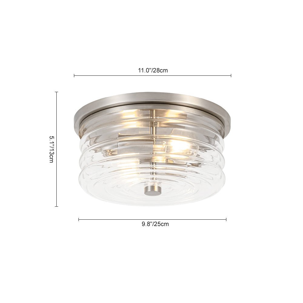 Modern 2-Light Clear Glass Round Flush Mount Light
