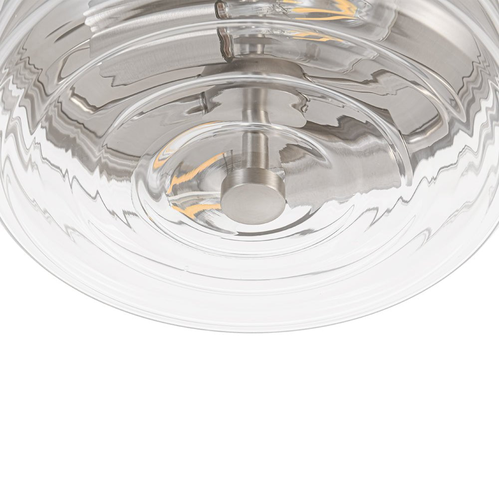 Modern 2-Light Clear Glass Round Flush Mount Light