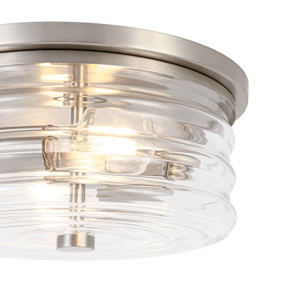 Modern 2-Light Clear Glass Round Flush Mount Light