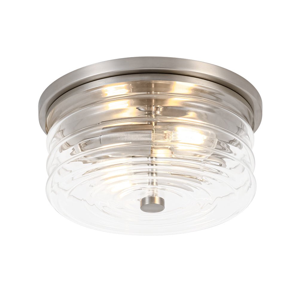 Modern 2-Light Clear Glass Round Flush Mount Light