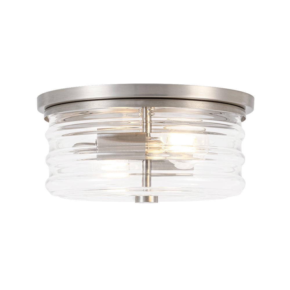 Modern 2-Light Clear Glass Round Flush Mount Light