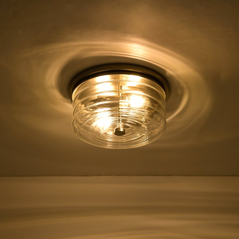 Modern 2-Light Clear Glass Round Flush Mount Light