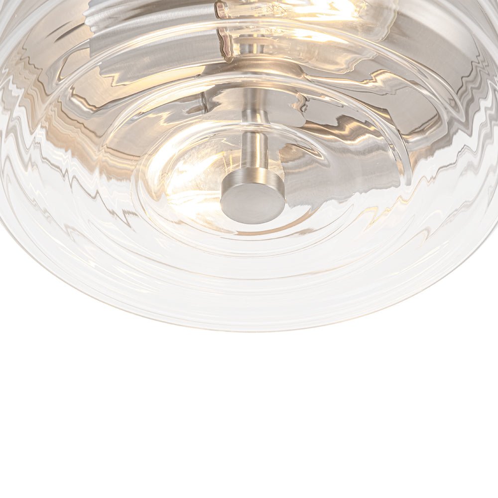Modern 2-Light Clear Glass Round Flush Mount Light