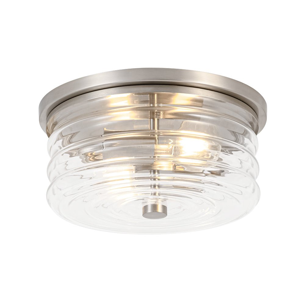 Modern 2-Light Clear Glass Round Flush Mount Light