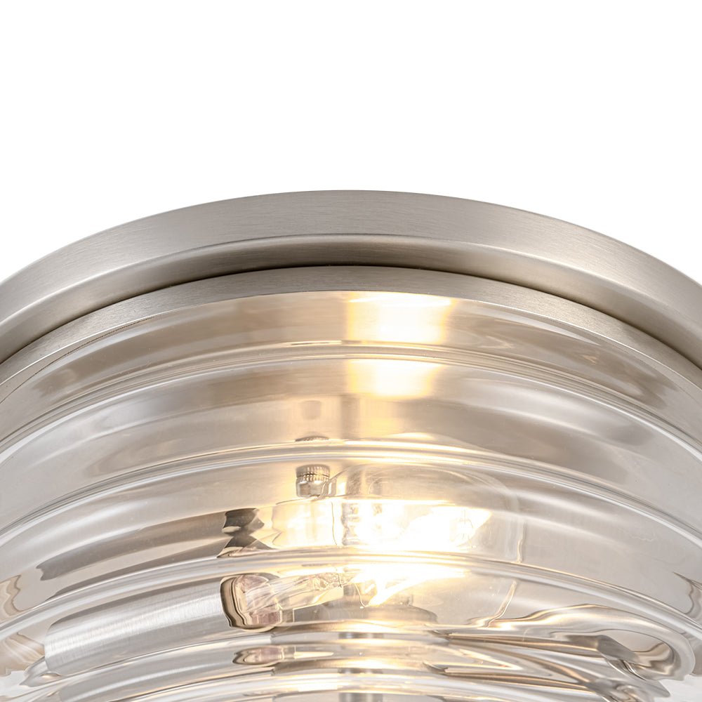 Modern 2-Light Clear Glass Round Flush Mount Light