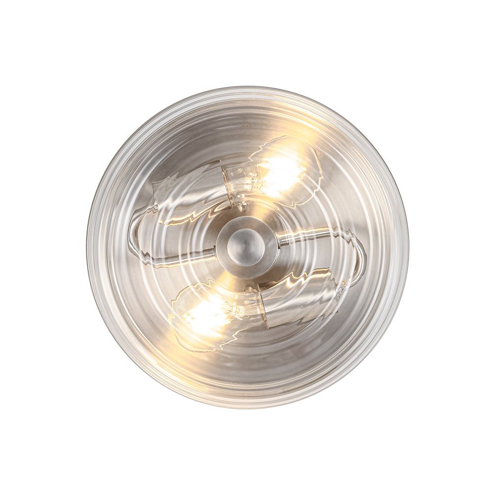 Modern 2-Light Clear Glass Round Flush Mount Light