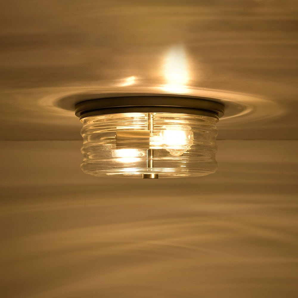 Modern 2-Light Clear Glass Round Flush Mount Light
