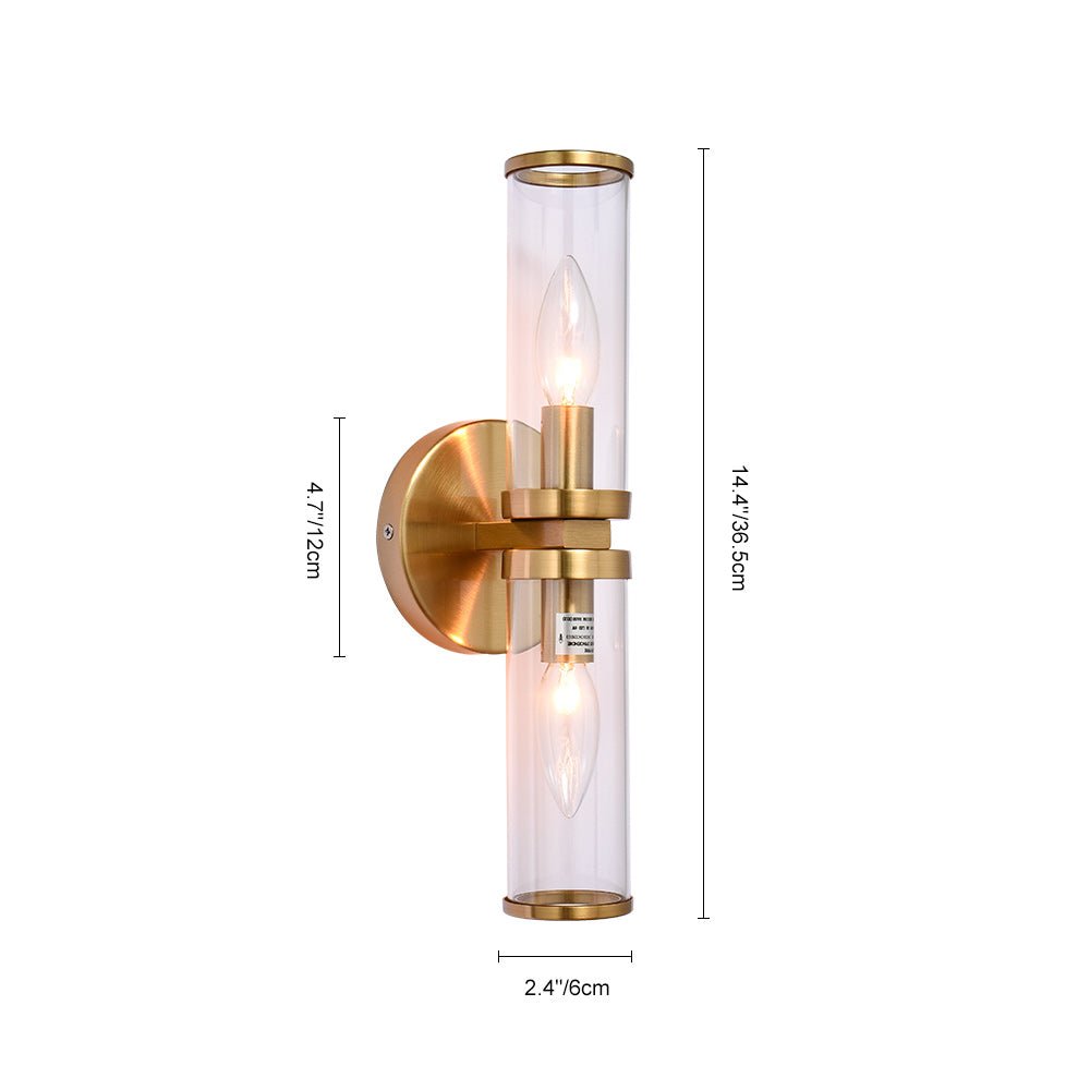 Modern 2-Light Double Glass Cylinder Wall Light